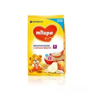 Мілупа каша молочна мультизлакова з сумішшю фруктів 210г- ціни у Полтаві