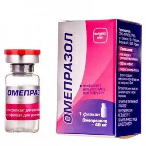 Омепразол-Фармак порошок для р-ну д/інф. 40 мг №1 у флак.- ціни у Новомосковську