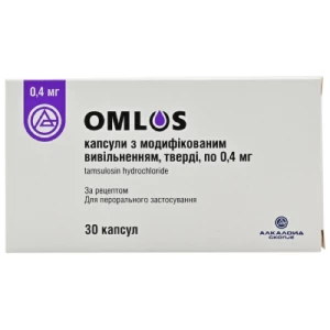 Инструкция к препарату Омлос капсулы твердые с модифицированным высвобождением 0,4мг №30