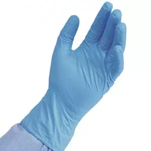 Перчатки нестерильные нитриловые без пудры Medicar М голубые- цены в Киеве