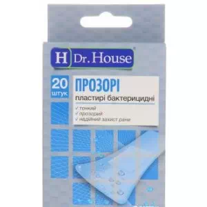 Пластырь медицинский бактерицидный H Dr. House на полимерной основе прозрачный 7.2см х 2.3см №20- цены в Покрове