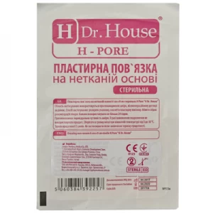 Пов'язка пластирна на нетканій основі H-Pore Dr. House стерильна 10см х 20см- ціни у Дніпрі