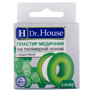 Пластир медичний Dr. House на полімерній основі пластик з підвісом розмір 2,5 см x 500 см 1 шт- ціни у Вознесенську