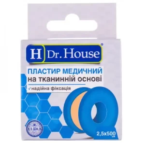 Пластырь медицинский на ткан.основ.2.5см х 500см H Dr.House (пластик с подвес.)- цены в Кропивницкий