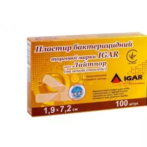 Пластир бактерицидний торгової марки IGAR тип Лайтпор (на основі спанлейс) 1,9×7,2см- ціни у Новомосковську