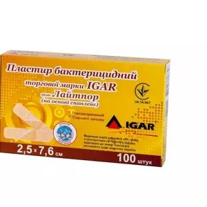 Пластырь бактерицидный торговой марки IGAR тип Лайтпор (на основе спанлейс) 2,5х7,6см- цены в Червонограде