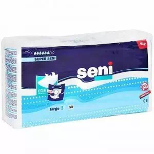 Подгузники для взрослых Seni Super 3 Large №30 (100-150см) дыш. 4-6кап.- цены в Днепре