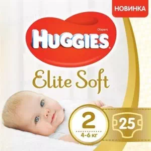 Підгузки HUGGIES ELIT.SOFT2 4-6 кг №25- ціни у Золочеві