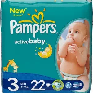 Подгузники детские PAMPERS Act.baby-Dry Midi(4-9кг)Стандарт 22шт- цены в Вишневом