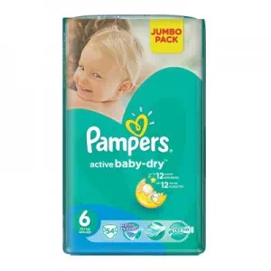Подгузники детские PAMPERS Act.babyDry Extra Large(15+)Джамбо54шт- цены в Пологах
