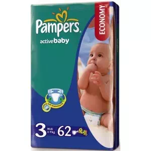 Підгузки для дітей PAMPERS ACTIV BABY dry midi р.3 (4-9кг) №62- ціни у Полтаві