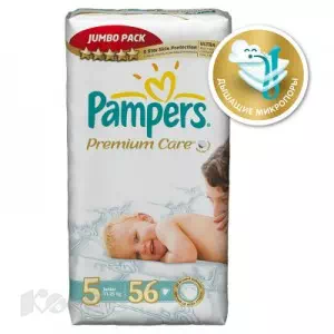 Підгузки для дітей PAMPERS Premium Care junior р.5 (11-25кг) №56- ціни у Луцьку