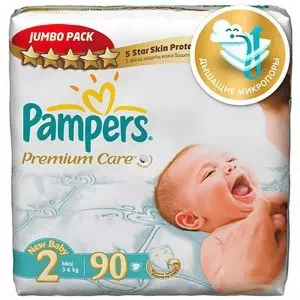 Підгузки для дітей PAMPERS Premium Care mini р.2 (3-6кг) №90- ціни у Мирнограді