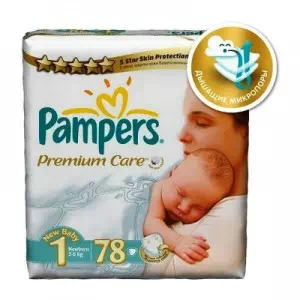 Підгузки для дітей PAMPERS Premium Care Newborn р.1 (2-5кг) №78- ціни у Дрогобичі