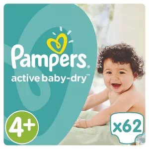 Подгузники Pampers Active Baby Dry Макси+ 4 9-16 кг №62- цены в Кривой Рог
