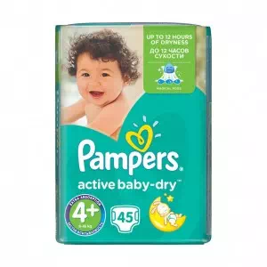 Підгузки Pampers Active Baby-Dry maxi plus (9-16) № 45- ціни у Запоріжжі
