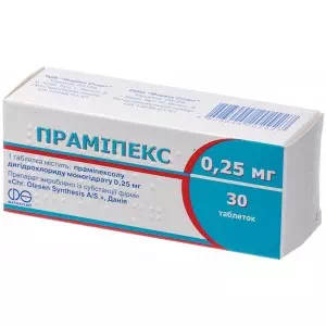 Прамипекс таблетки 0.25мг №30- цены в Днепрорудном
