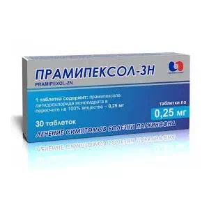 Прамипексол-ЗН таблетки 0.25мг блистер №30- цены в Дружковке