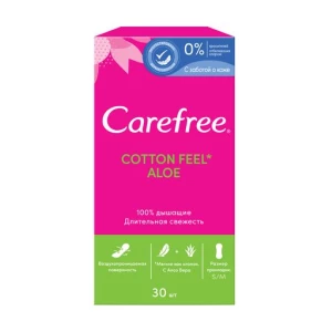 Прокладки женские ежедневные Carefree Cotton Feel Aloe №30- цены в Сумах