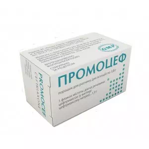 Промоцеф порошок для приготовления раствора для инъекций флакон 1г №5- цены в Вознесенске