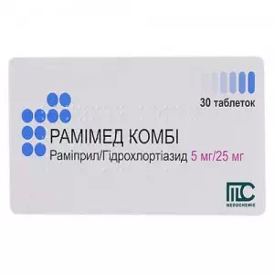 РАМІМЕД КОМБІ таблетки по 5 мг/25 мг №30 (10х3)- ціни у Дніпрі