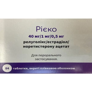 Инструкция к препарату Риеко 40мг/1мг/0,5мг таблетки покрытые пленочной оболочкой №84