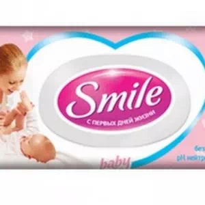 Серветки вологі Smile Baby з клапоном №72- ціни у Ківерцях