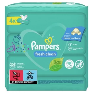 Салфетки влажные Pampers Baby Fresh Clean препак.короб №52х4- цены в Кривой Рог