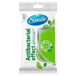 Серветки вл.Smile Antibacterial з вітамінами лайм м'ята №15- ціни у Вишневому