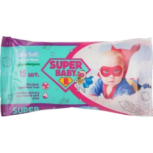 Серветки вологі Super Baby fresh ромашка та алое (хлопчик) №15- ціни у Южноукраїнську