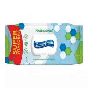 Серветки вологі Super Fresh Антибактеріальні з клапаном №120- ціни у Вінниці