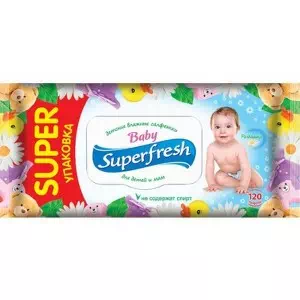 Серветка волога Super Fresh для дітей та мам 120 шт з клапаном- ціни у Дніпрі