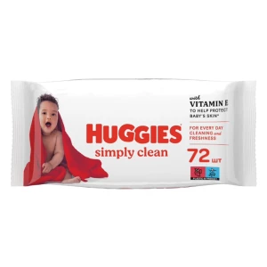 Серветки вологі багатошарові Huggies Simply Clean №72- ціни у Запоріжжі