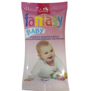 Салфетки влажные Fantasy Baby с экстрактом ромашки и облепихи №15- цены в Доброполье