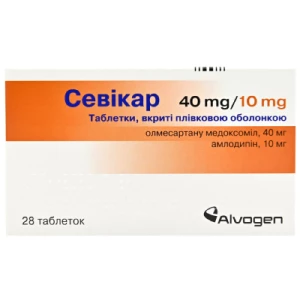 Севікар таблетки вкриті плівковою оболонкою 40 мг + 10 мг блістер №28- ціни у Мирнограді