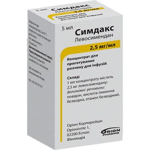 Симдакс концентрат для приготування розчину для інфузій 2,5 мг 1 мл по 5 мл №1- ціни у Павлограді