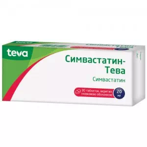 СИМВАСТАТИН-ТЕВА таблетки, в/плів. обол. по 20 мг №30 (10х3)- ціни у Луцьку