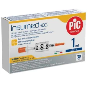 Стерильні інсулінові шприці INSUМED 1 мл з голкою 30Gх8 (0,30х 8мл) U-100 №30- ціни у Кременчуці