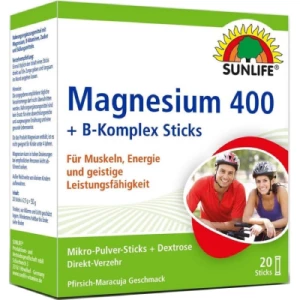 Вітаміни SUNLIFE Magnesium 400 + B-Komplex порошок у стіках №20- ціни у Южноукраїнську
