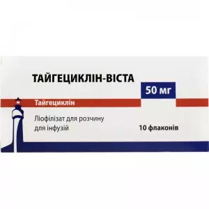 Тайгециклин-Виста лиофилизат для раствора для инфузий 50 мг №10- цены в Пологах
