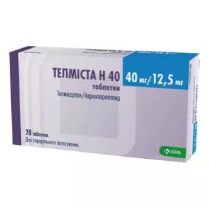 ТЕЛМІСТА H 40 таблетки по 40 мг/12.5 мг №28 (7х4)- ціни у Кривому Розі