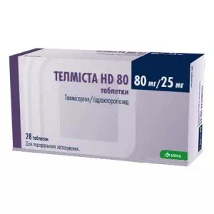 ТЕЛМІСТА HD 80 таблетки по 80 мг/25 мг №28 (7х4)- ціни у Соледарі