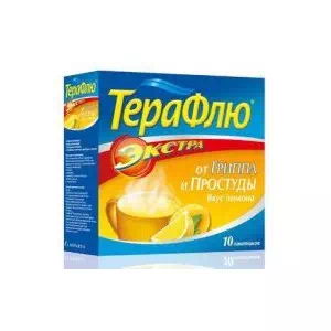 Тера Флю Экстра лимон порошок в пакетах №10- цены в Краматорске