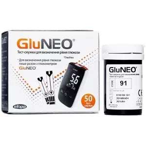 Тест-смужки для визначення рівня глюкози у крові Gluneo №50- ціни у Нікополі