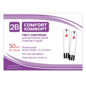 Тест-полоски для контроля уровня глюкозы в крови 2B Comfort №50- цены в Конотопе