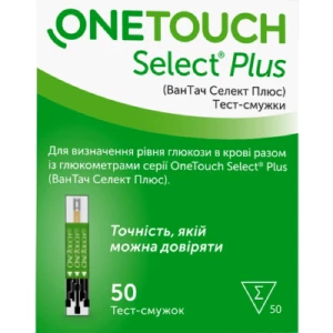 Тест-смужки One Touch Select Plus №50- ціни у Слов'янську