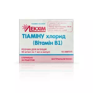 Тіаміну хлорид р-н д/ін. 5% амп.1мл N10 Лекхим- ціни у Новомосковську