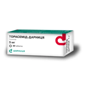 Торасемід-Дарниця таблетки по 5 мг №30- ціни у Вишневому