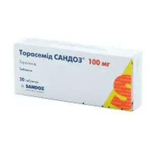 Торасемід Сандоз таблетки по 100 мг №20 (10х2)- ціни у Таращі
