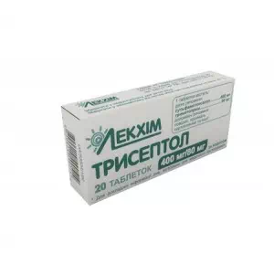 Трисептол таблетки по 400 мг/80 мг №20- ціни у Добропіллі